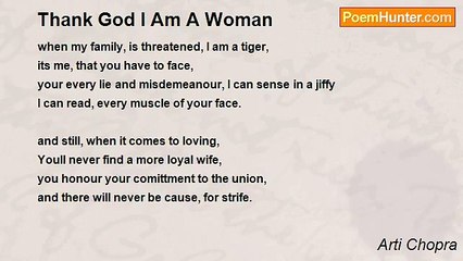 Arti Chopra - Thank God I Am A Woman
