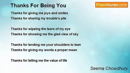 Seema Chowdhury - Thanks For Being You