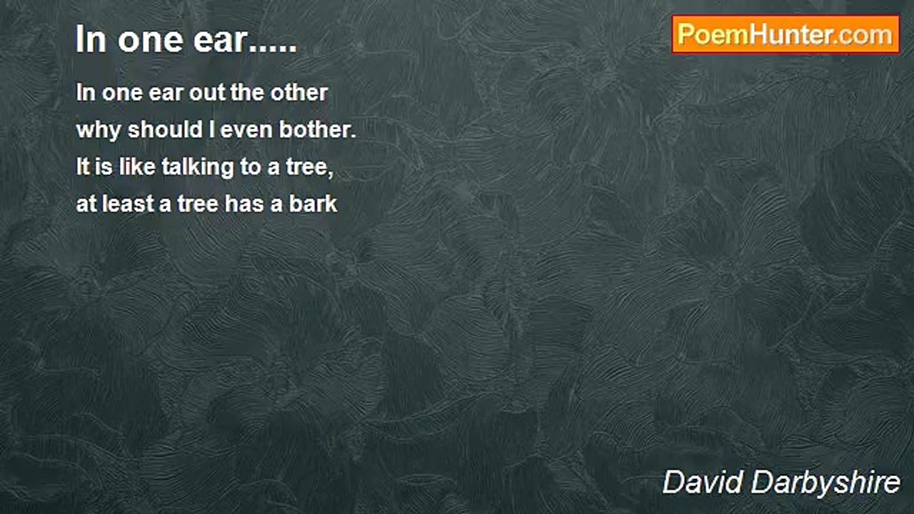 David Darbyshire - In one ear.....