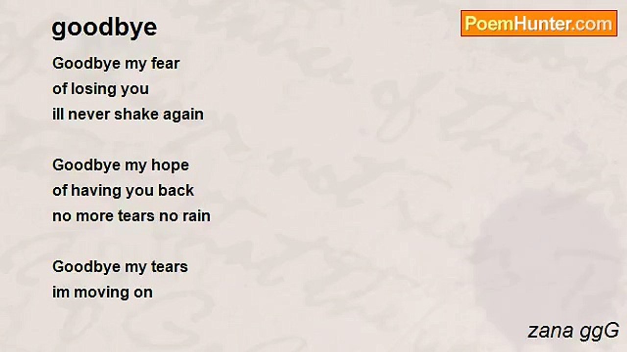 zana ggG - goodbye
