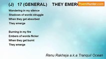 Renu Rakheja a.k.a Tranquil Ocean - (J)   17 (GENERAL)    THEY EMERGE