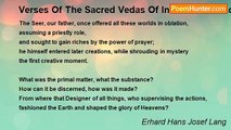 Erhard Hans Josef Lang - Verses Of The Sacred Vedas Of India On The Act Of Creation (traditional)