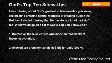 Professor Poetry Hound - God’s Top Ten Screw-Ups