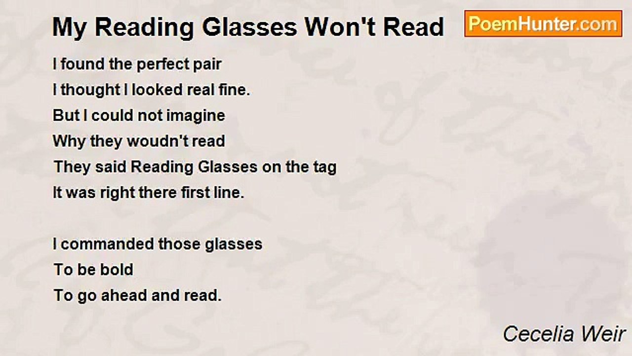 Cecelia Weir - My Reading Glasses Won't Read
