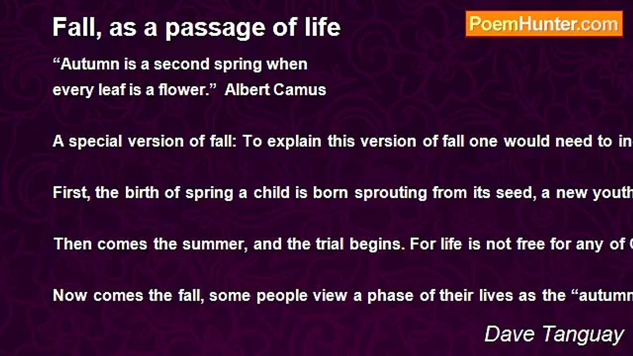 Dave Tanguay - Fall, as a passage of life