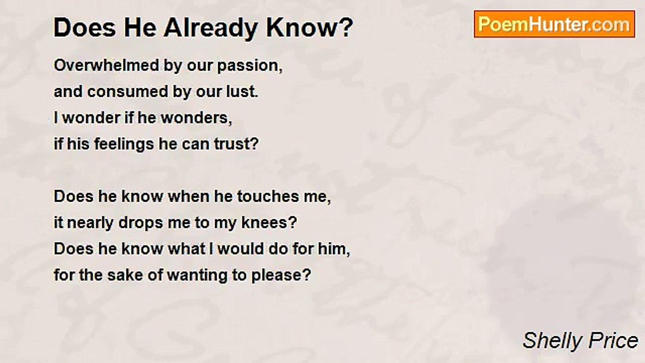 Shelly Price - Does He Already Know?