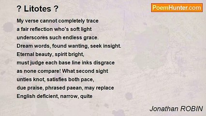 Jonathan ROBIN - ? Litotes ?