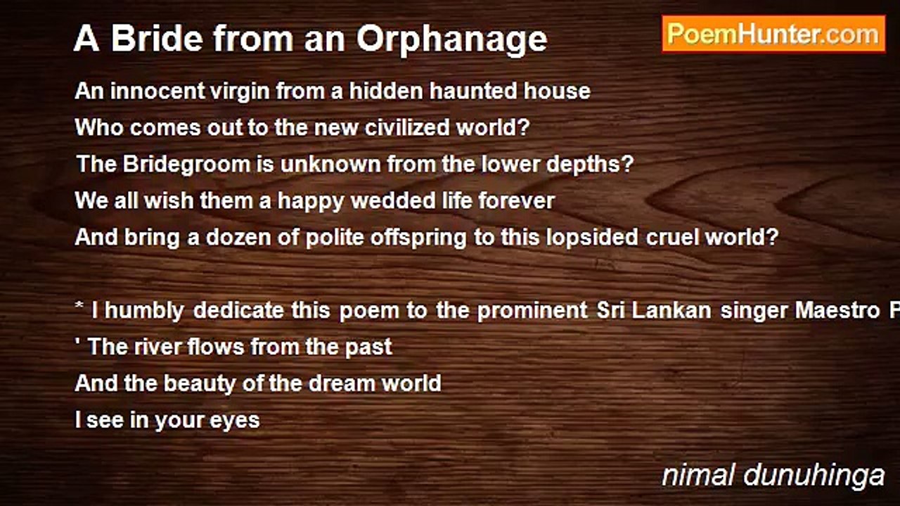 nimal dunuhinga - A Bride from an Orphanage