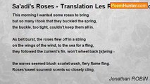 Jonathan ROBIN - Sa'adi's Roses - Translation Les Roses de Sa'adi  M. Desbordes-Valmore