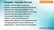 Jonathan ROBIN - Hospital - Acrostic Sonnet