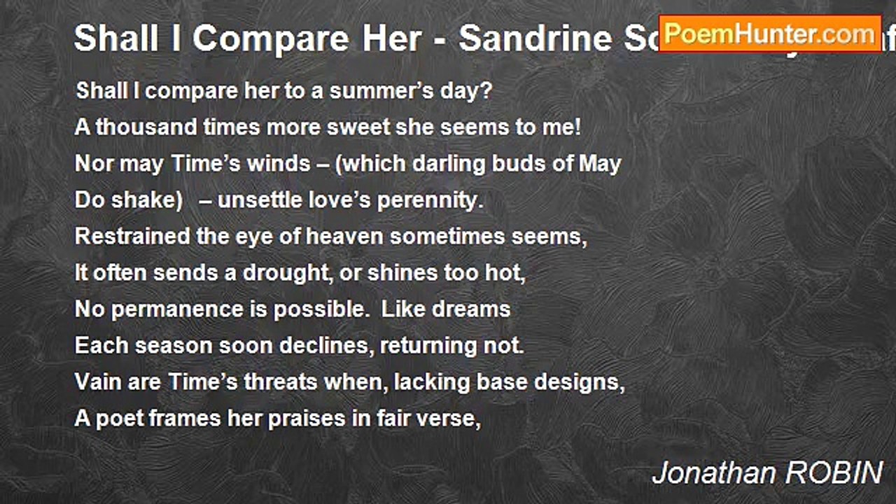 Jonathan ROBIN - Shall I Compare Her - Sandrine Sonnet Cycle after Sonnet XVIII William Shakespeare