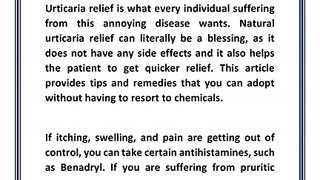 Urticaria Relief and Natural Urticaria Relief
