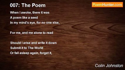 Colin Johnston - 007: The Poem