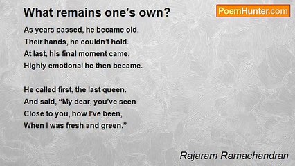 Rajaram Ramachandran - What remains one’s own?