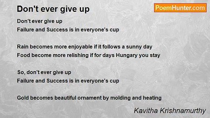 Kavitha Krishnamurthy - Don't ever give up
