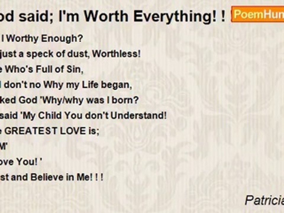 Patricia Martin - God said; I'm Worth Everything! ! !
