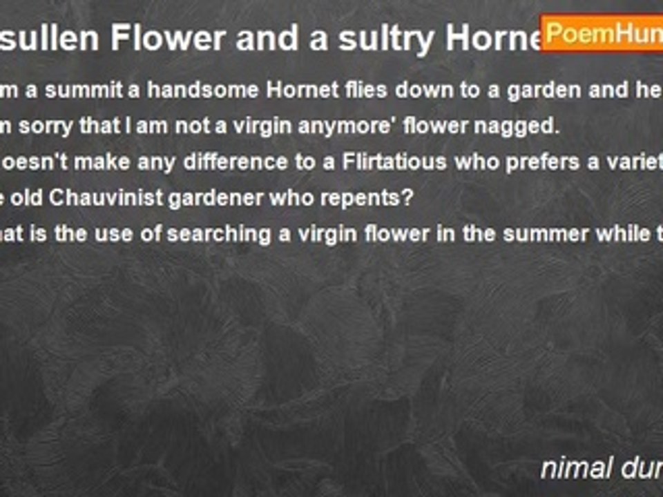nimal dunuhinga - A sullen Flower and a sultry Hornet