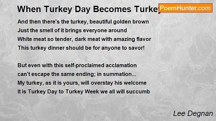 Lee Degnan - When Turkey Day Becomes Turkey Week!