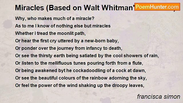 francisca simon - Miracles (Based on Walt Whitman's 'Miracles')