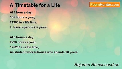 Rajaram Ramachandran - A Timetable for a Life