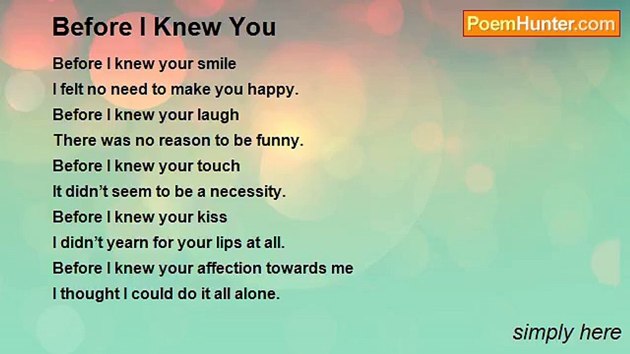 simply here - Before I Knew You