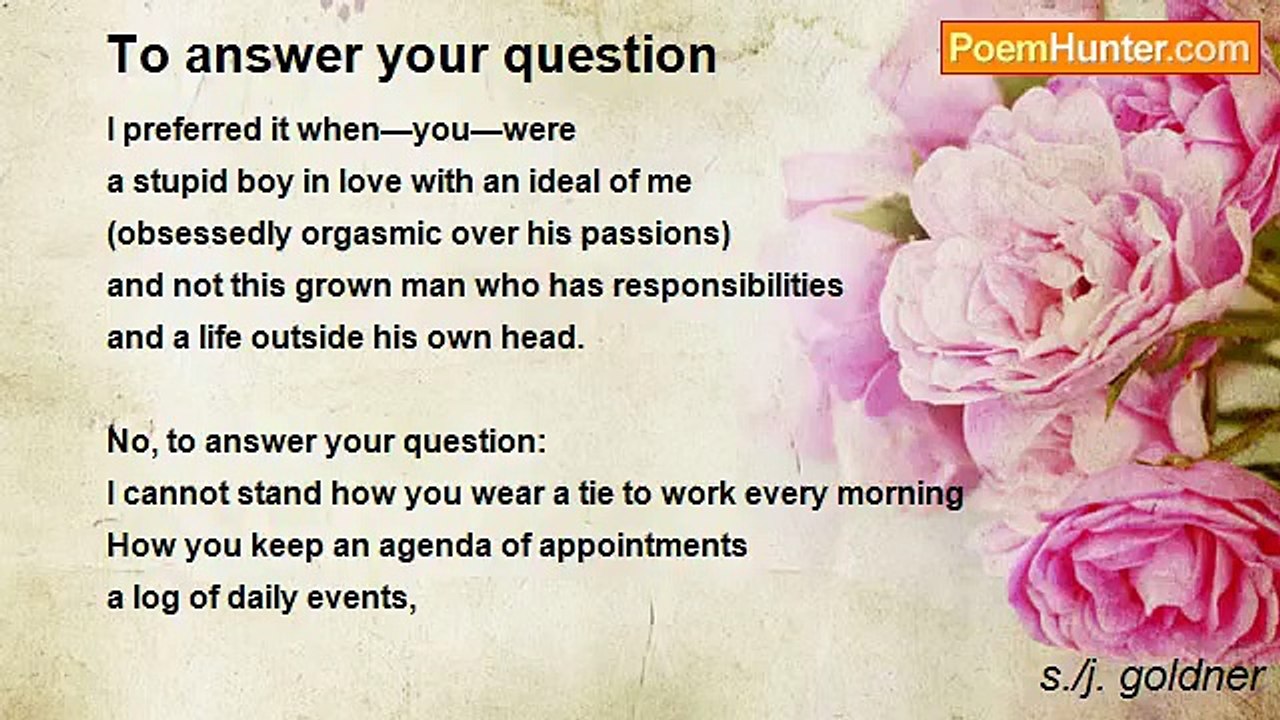 s./j. goldner - To answer your question