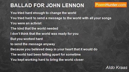 Aldo Kraas - BALLAD FOR JOHN LENNON