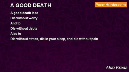 Aldo Kraas - A GOOD DEATH