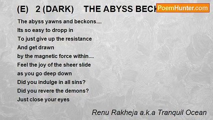 Renu Rakheja a.k.a Tranquil Ocean - (E)   2 (DARK)    THE ABYSS BECKONS