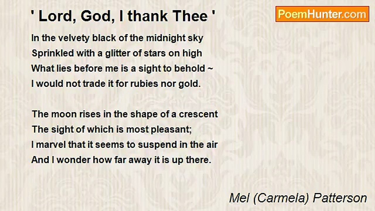 Carmela Patterson - ' Lord, God, I thank Thee '