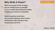 Alison Smith - Why Write A Poem?