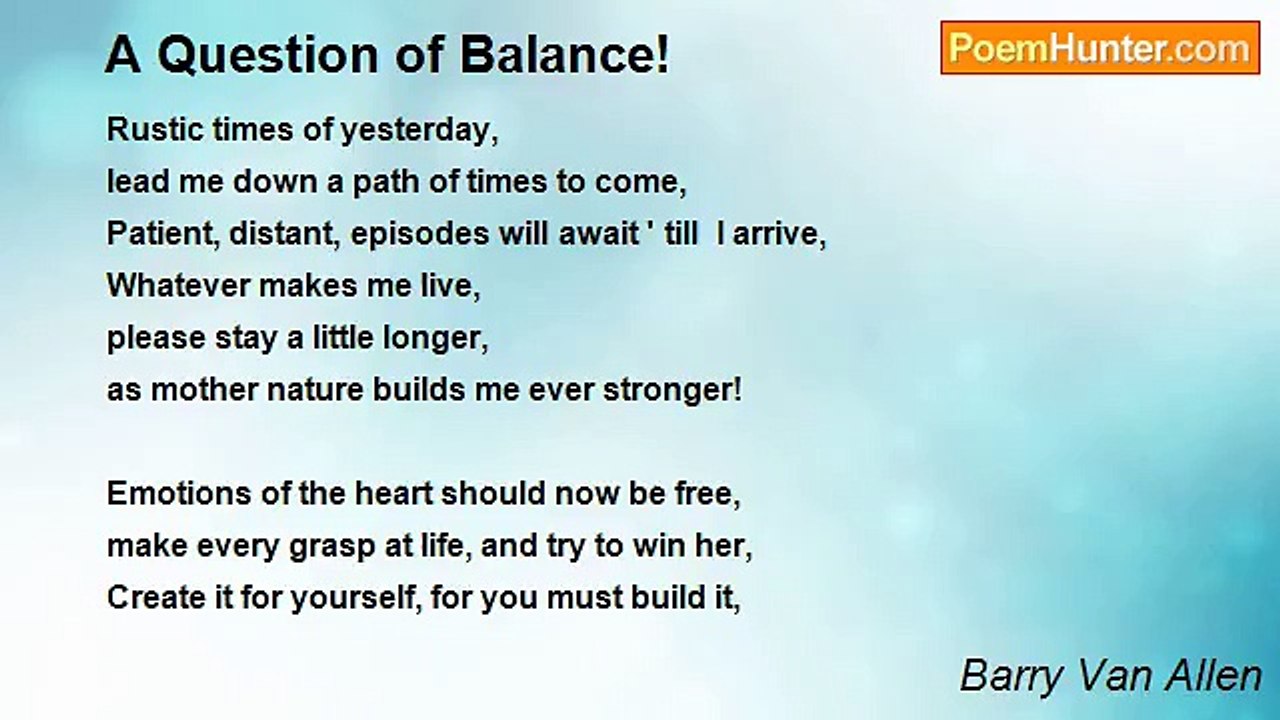Barry Van Allen - A Question of Balance!