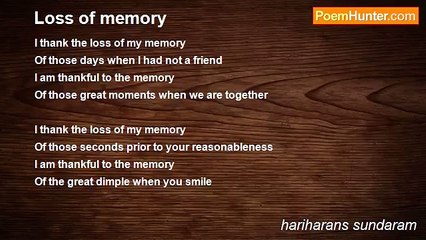 hariharans sundaram - Loss of memory