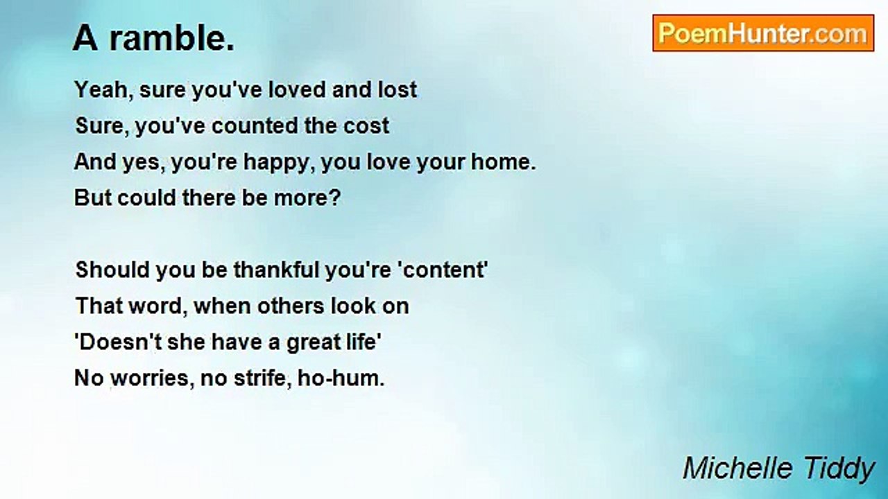 Michelle Tiddy - A ramble.