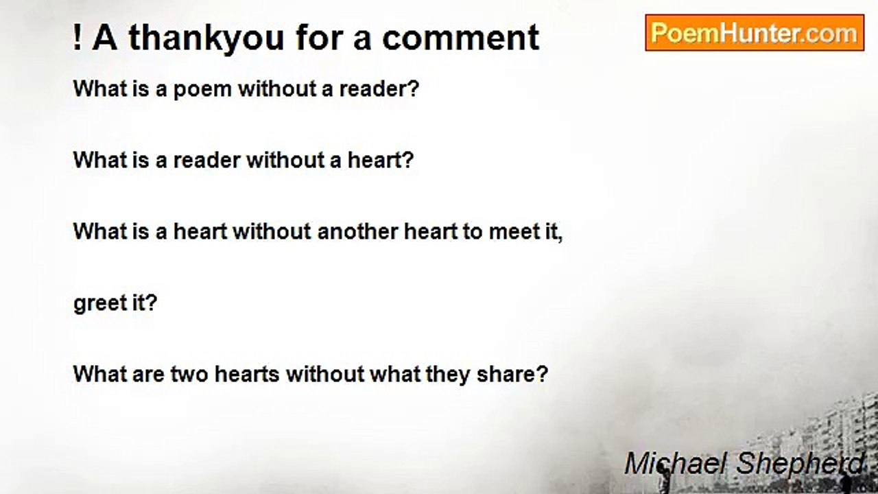 Michael Shepherd - ! A thankyou for a comment