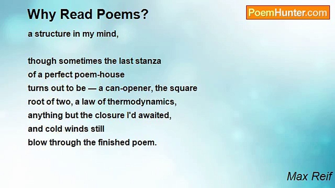 Max Reif - Why Read Poems?