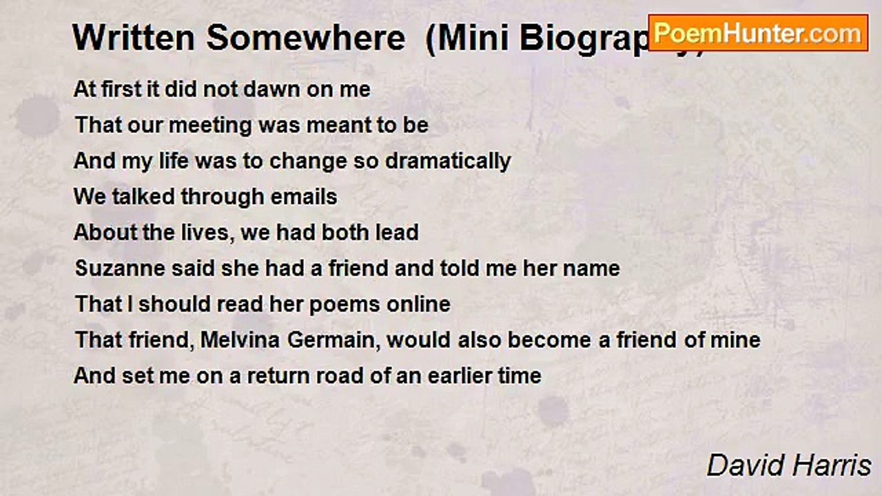 David Harris - Written Somewhere  (Mini Biography)