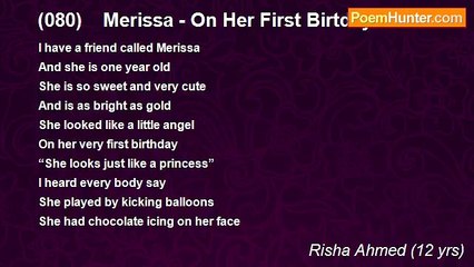 Risha Ahmed (12 yrs) - (080)    Merissa - On Her First Birtday