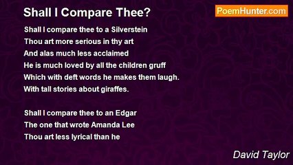David Taylor - Shall I Compare Thee?
