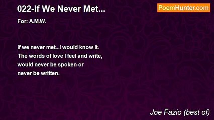 Joe Fazio (best of) - 022-If We Never Met...