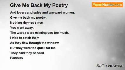 Sallie Howson - Give Me Back My Poetry
