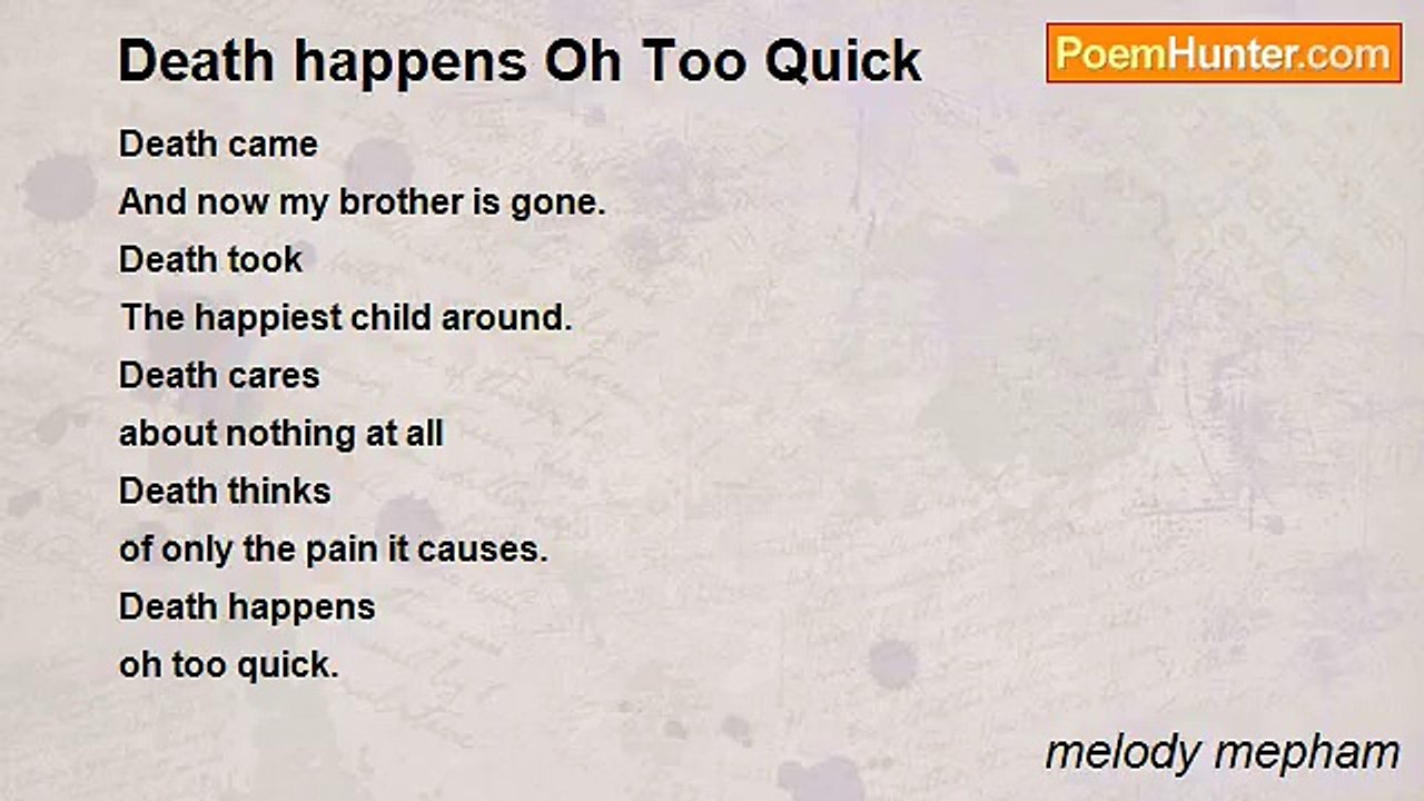 melody mepham - Death happens Oh Too Quick