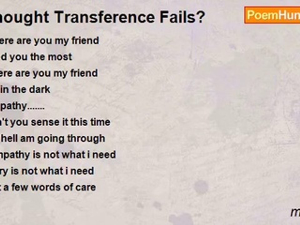 mary das - Thought Transference Fails?
