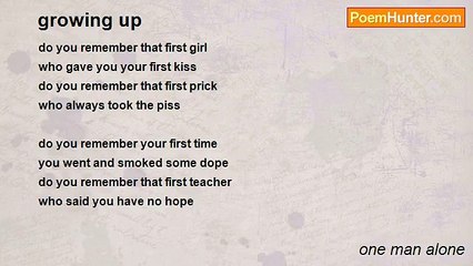 one man alone - growing up
