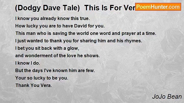 JoJo Bean - (Dodgy Dave Tale) This Is For Vera