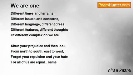 Hiraa Kazmi - We Are One 🌍: Embracing Diversity and Unity