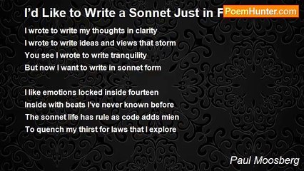 Paul Moosberg - I’d Like to Write a Sonnet Just in Fun
