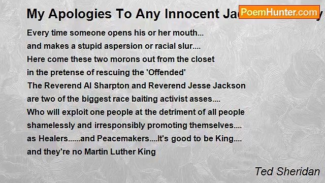 Ted Sheridan - My Apologies To Any Innocent Jackasses I May Offend