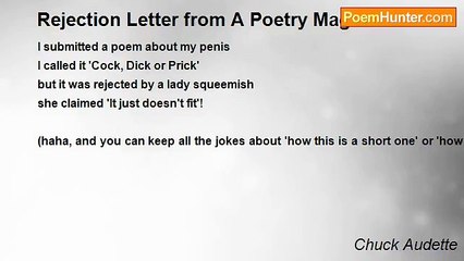 Chuck Audette - Rejection Letter from A Poetry Magazine