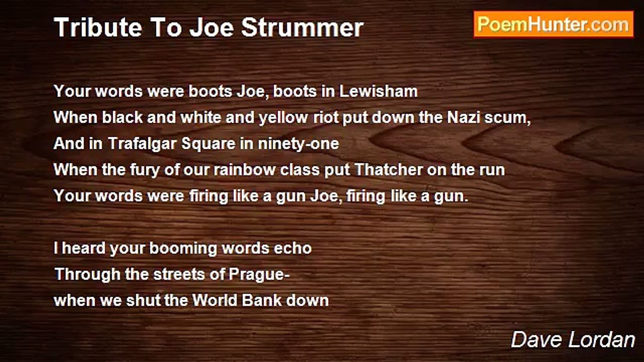 Dave Lordan - Tribute To Joe Strummer